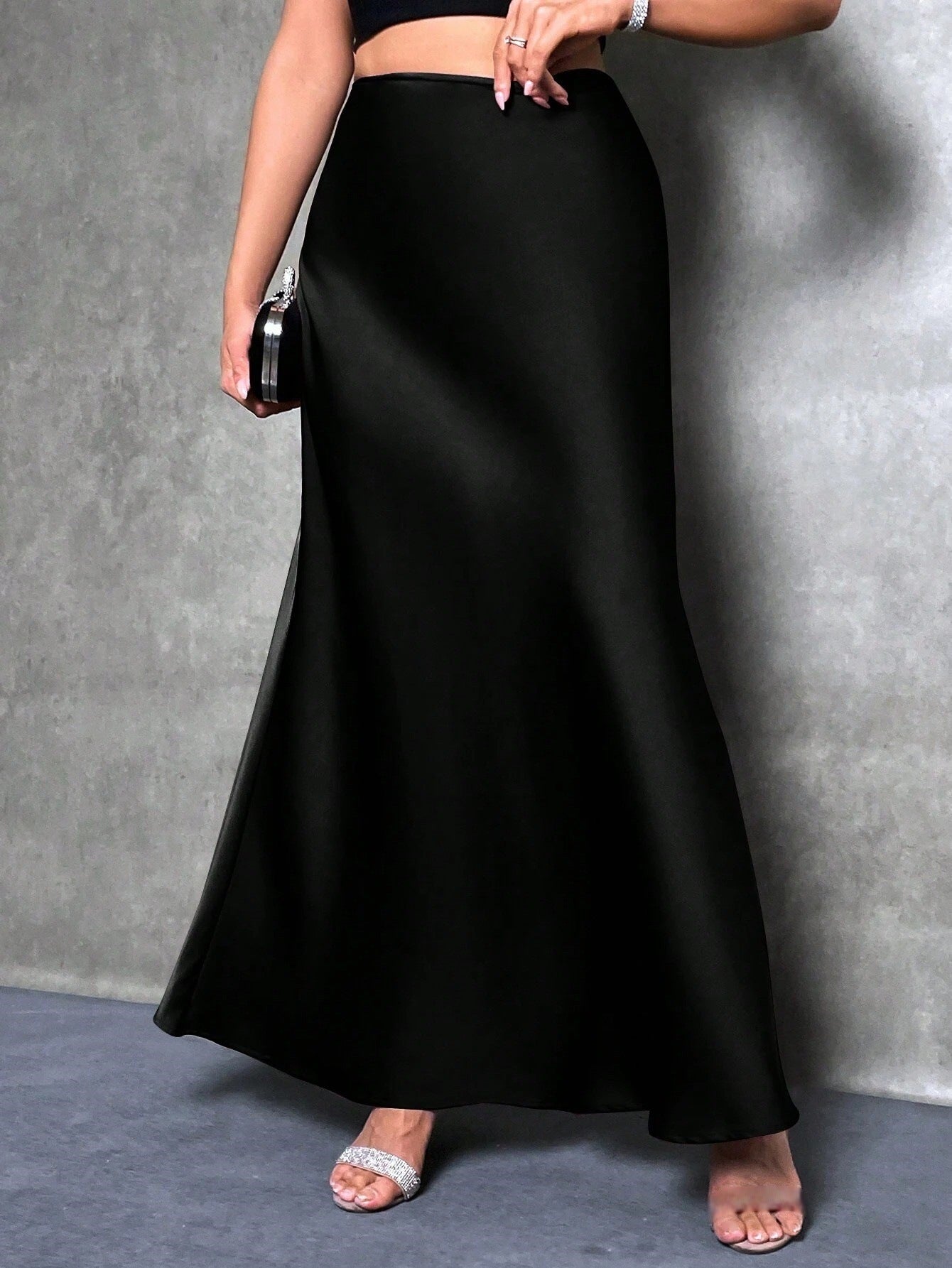 Stained satin skirt 2025 summer new simple imitation silk long skirt women's clothing club clothing Vestidos