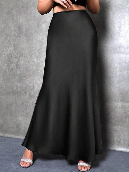 Stained satin skirt 2025 summer new simple imitation silk long skirt women's clothing club clothing Vestidos