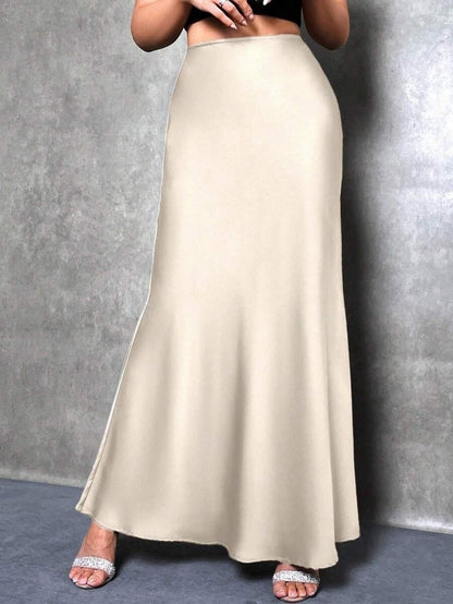 Stained satin skirt 2025 summer new simple imitation silk long skirt women's clothing club clothing Vestidos