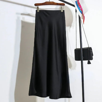 Female Skirt Elegant Temperament Ladies Solid Colour Long Skirt Suitable for Holiday Party Comfortable Knitted Milk Silk Fabrics