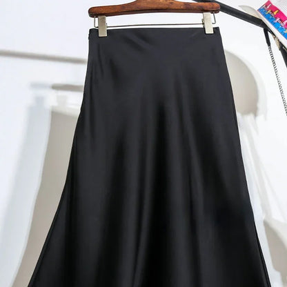 Female Skirt Elegant Temperament Ladies Solid Colour Long Skirt Suitable for Holiday Party Comfortable Knitted Milk Silk Fabrics