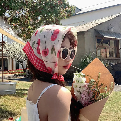 Fashion French Pastoral Style Headscarf INS Style Sun Protection Headband Towel Flower Printed Headband Girls