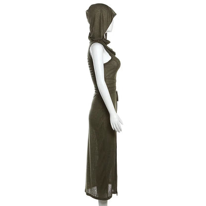 2023 Summer Fashion Trend Women's Clothing New Hooded Loose Hem Slit Personalized Dress Party Dress Club Clothing