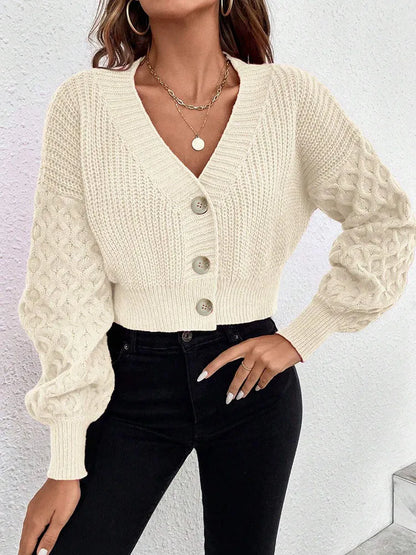 Fashion elegant knitwear Fried Dough Twists button cardigan sweater women's upper garment