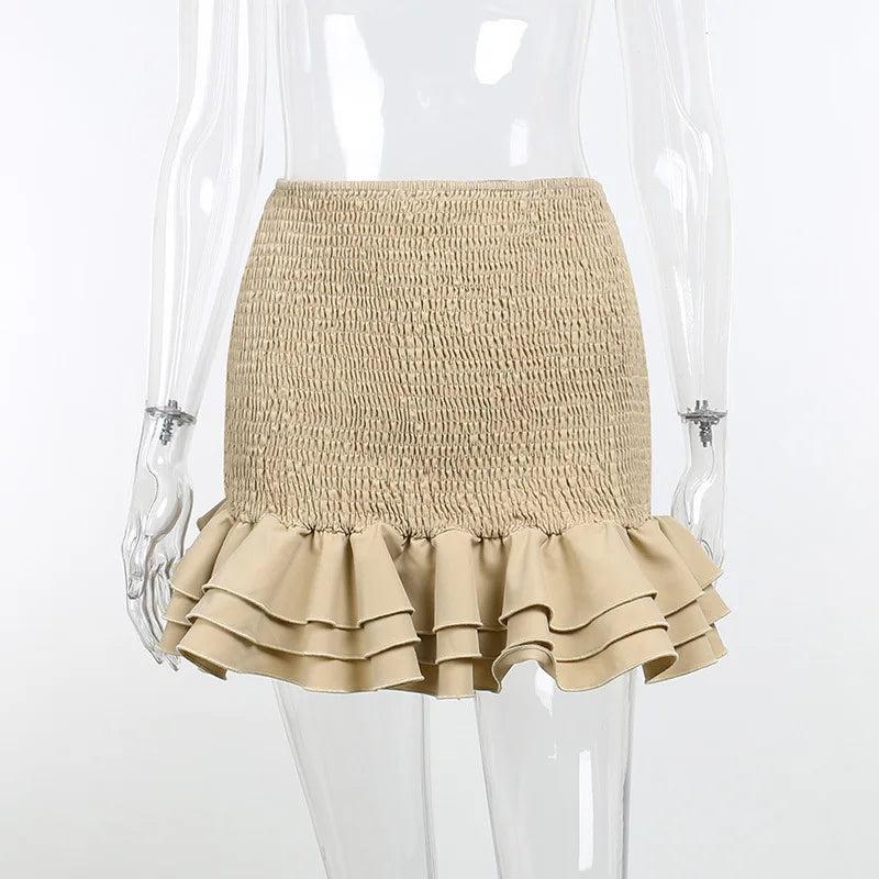 Skirt suit design sense Commuter party women's solid color elegant sexy backless sling tube top cut top high silt elastic waist