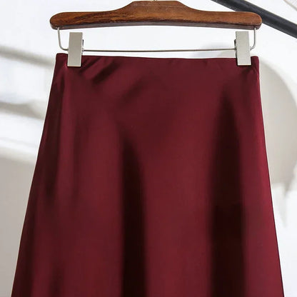 Female Skirt Elegant Temperament Ladies Solid Colour Long Skirt Suitable for Holiday Party Comfortable Knitted Milk Silk Fabrics