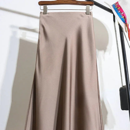 Female Skirt Elegant Temperament Ladies Solid Colour Long Skirt Suitable for Holiday Party Comfortable Knitted Milk Silk Fabrics