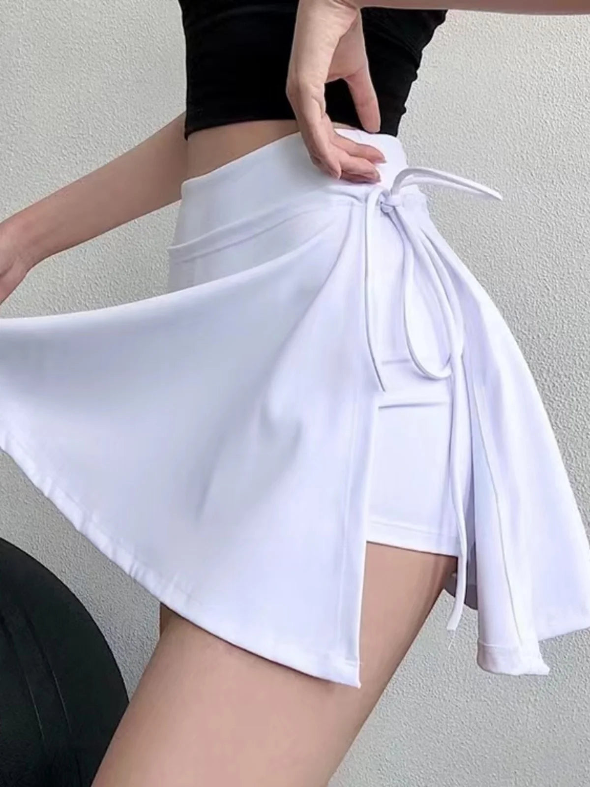 Sports Yoga Skirt Badminton Tennis Skirt Half Body Quick-dry Pocket Skirt Side Slit Strap Shorts Pant Running Clothing Suit