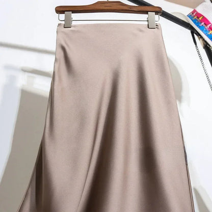 Female Skirt Elegant Temperament Ladies Solid Colour Long Skirt Suitable for Holiday Party Comfortable Knitted Milk Silk Fabrics