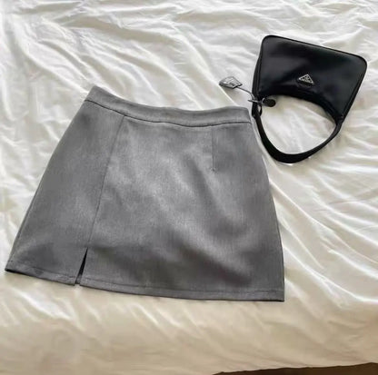 Slit skirt for women in summer high waist A-line skirt for pear-shaped body, slimming and hip-wrapped short suit skirt