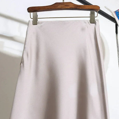 Female Skirt Elegant Temperament Ladies Solid Colour Long Skirt Suitable for Holiday Party Comfortable Knitted Milk Silk Fabrics