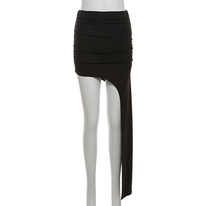 Asymmetrical Skirts For Women Y2k Clothes Solid Color Conjuntos De Falda Sexy Mujer Slim Jupe Femme Été Korean Fashion Clothing