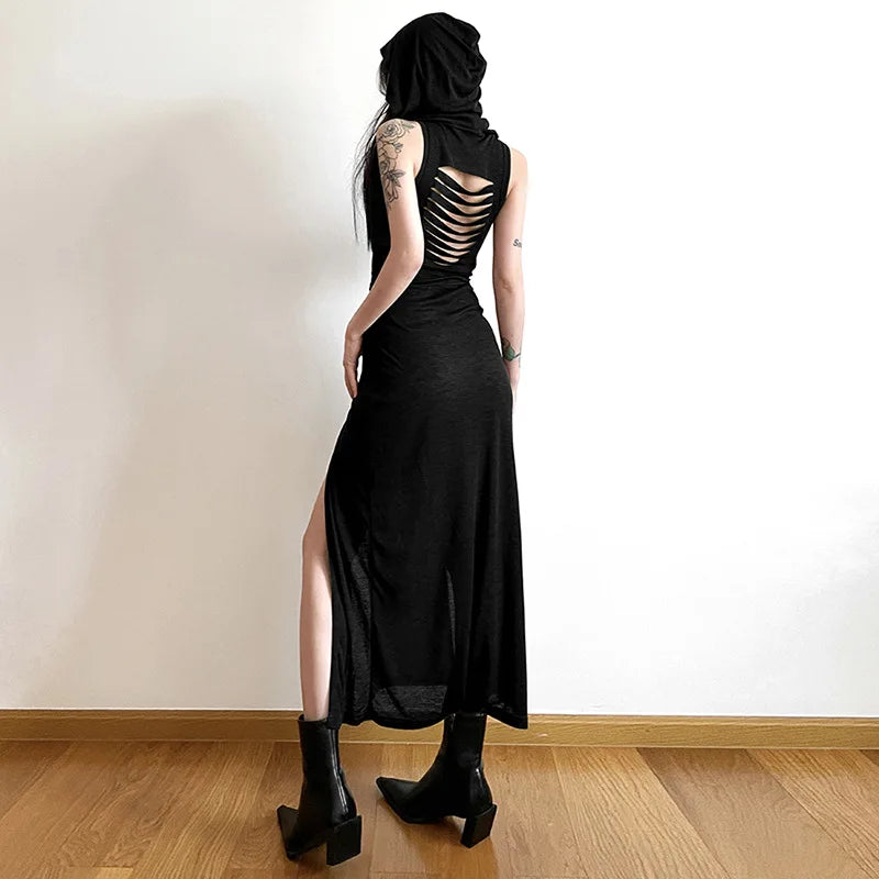 2023 Summer Fashion Trend Women's Clothing New Hooded Loose Hem Slit Personalized Dress Party Dress Club Clothing
