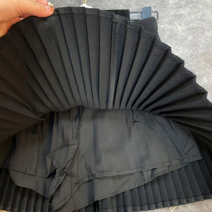 Women's Skirt 2024 Summer Fashion High Waisted White Metal D-pendant Decor Casual Temperament Pleated A-line Skirt With Lining