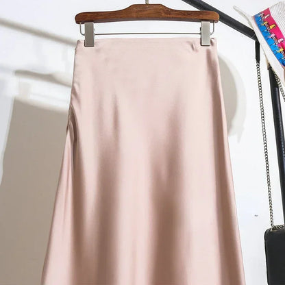 Female Skirt Elegant Temperament Ladies Solid Colour Long Skirt Suitable for Holiday Party Comfortable Knitted Milk Silk Fabrics