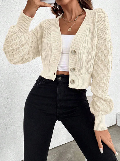 Fashion elegant knitwear Fried Dough Twists button cardigan sweater women's upper garment