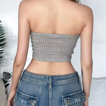 European and American fashion sexy design slim - fitting women with chest dark hollow lace top coat Goth Harajuku trend vest