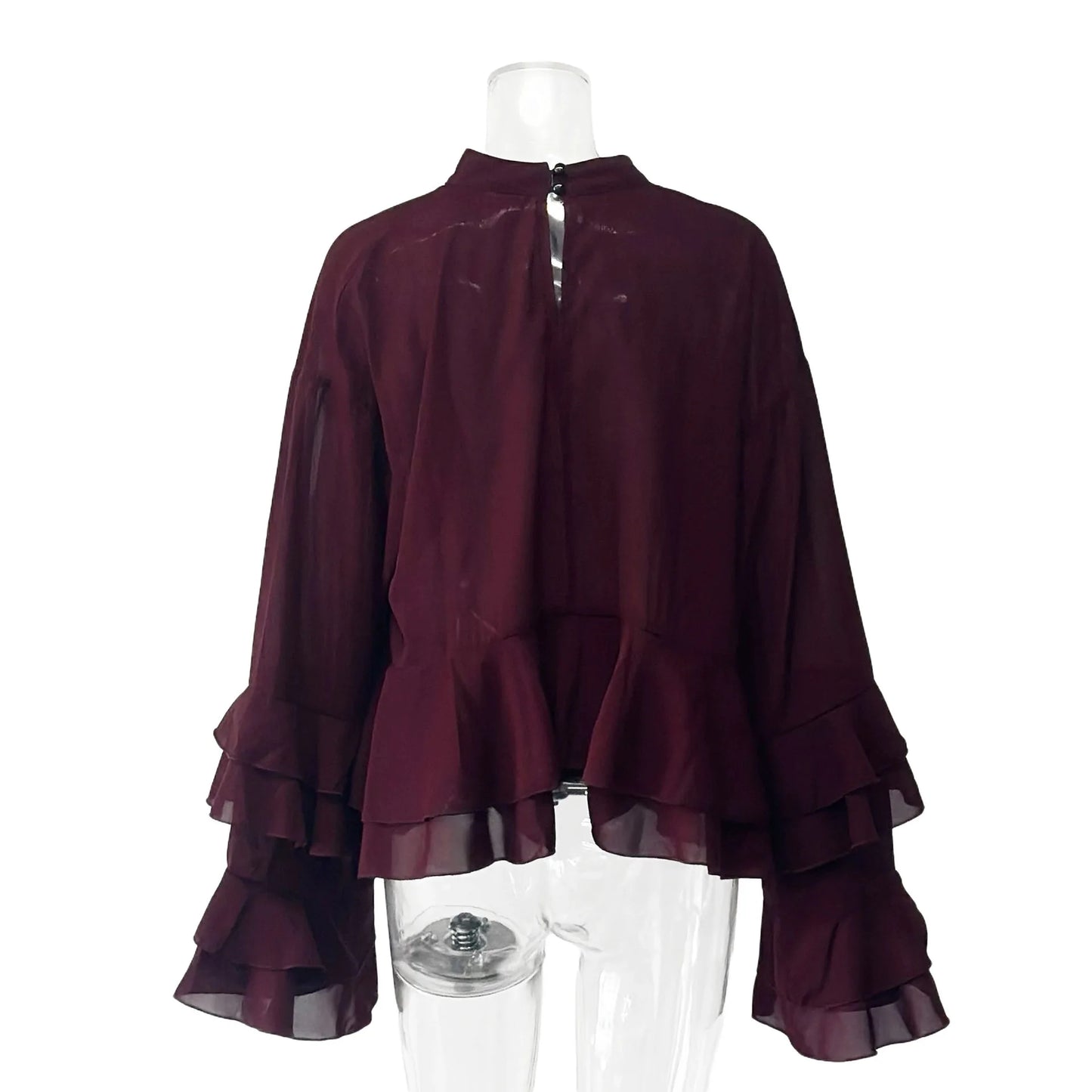 Fashion Shirt For Women See Through Ruffled Lace Up Loose Blouse 2025 New Summer Chic Vintage Casual O-Neck Long Sleeve Shirts
