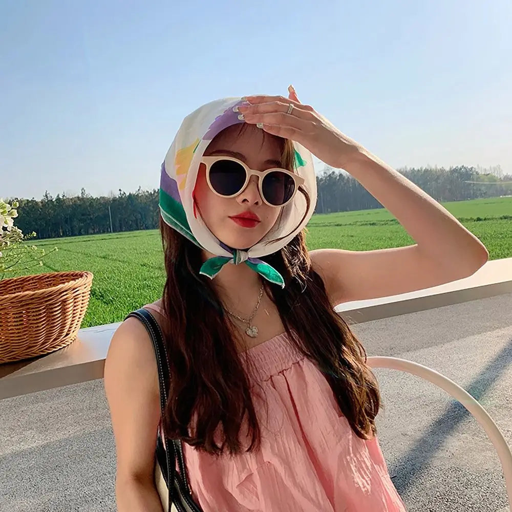 Fashion French Pastoral Style Headscarf INS Style Sun Protection Headband Towel Flower Printed Headband Girls