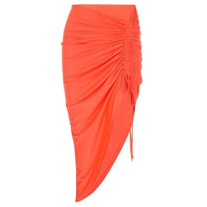 Irregular Low Waist Skirt Summer New Trend Hotsweet Drawstring Shirring Skirt Elegant Club Party Skirt Sexy Elegant Women Skirts