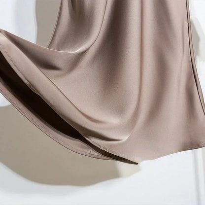 Female Skirt Elegant Temperament Ladies Solid Colour Long Skirt Suitable for Holiday Party Comfortable Knitted Milk Silk Fabrics