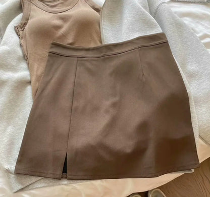 Slit skirt for women in summer high waist A-line skirt for pear-shaped body, slimming and hip-wrapped short suit skirt
