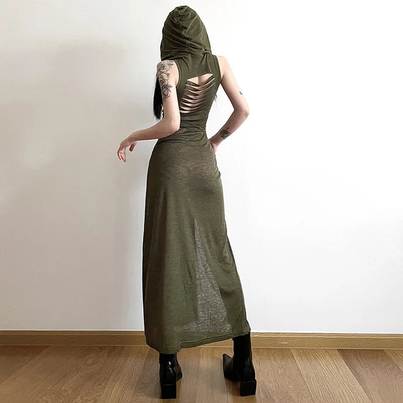 2023 Summer Fashion Trend Women's Clothing New Hooded Loose Hem Slit Personalized Dress Party Dress Club Clothing