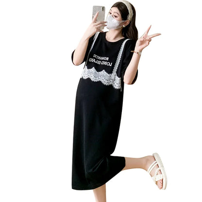 Pregnant Women's Skirt Summer 2025 New Large Loose Fashion Look Thin Fake Two Piece Knitted Skirt