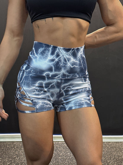 [Leopard Yoga Shorts] Stretchy High-Waist Leopard Print Yoga Shorts | Women's Skinny Fit for Fitness & Dance, Breathable Dancewear, Cut-Out Design